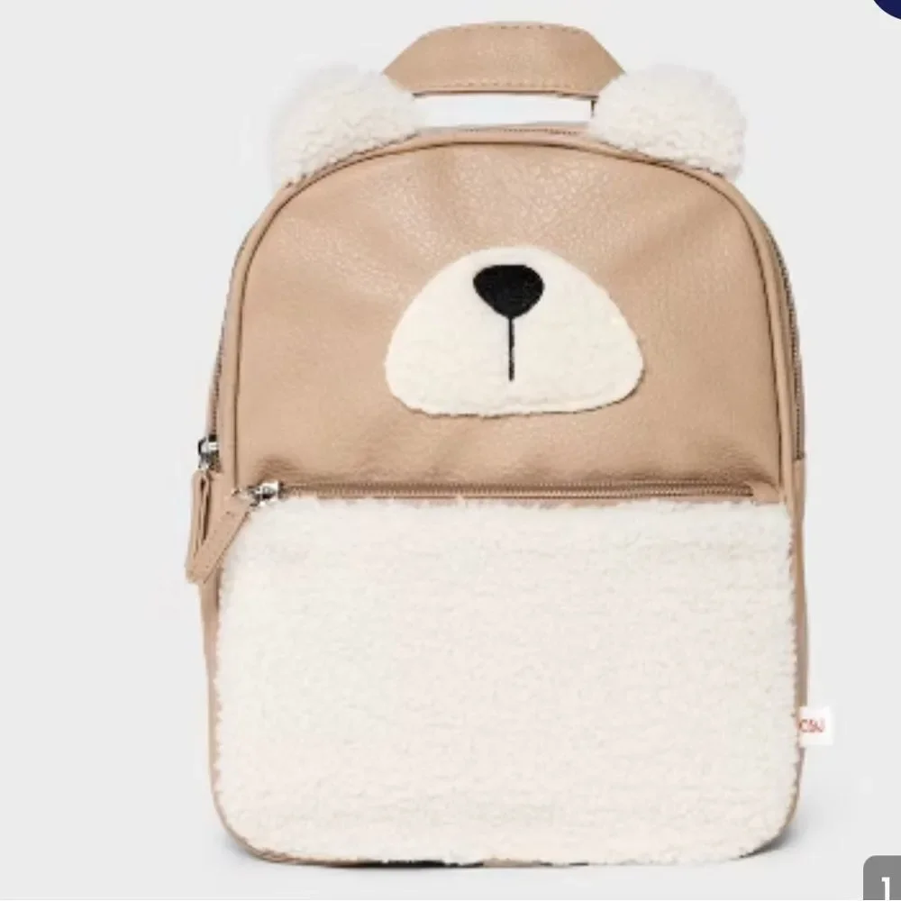 Cat & Jack Beige and Cream Bear Backpack